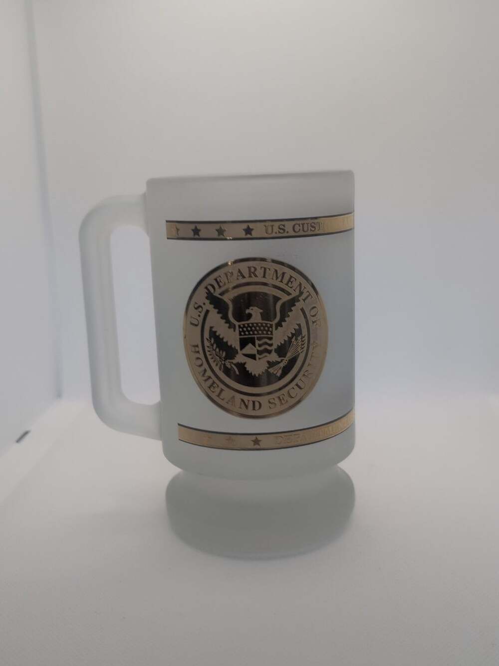 U.S. Customs & Border Protection DHS Frosted Glass Tankard Mug